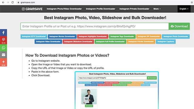 Gramsave Instagram Photo Downloader