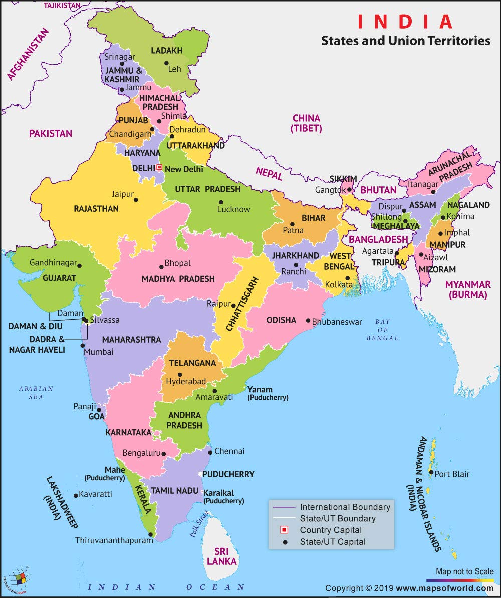 India Map All States and Union Territories